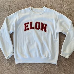 Women’s ELON university White and Red varsity letters sweatshirt